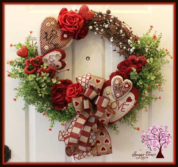 Rustic Wreath Valentines Wreath Valentines Day Wreath Door Etsy