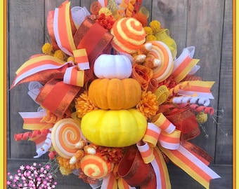 Autumn Wreath, Pumpkin Wreath, Halloween Decor, Halloween Wreath, Front Door Wreath, Autumn Decor