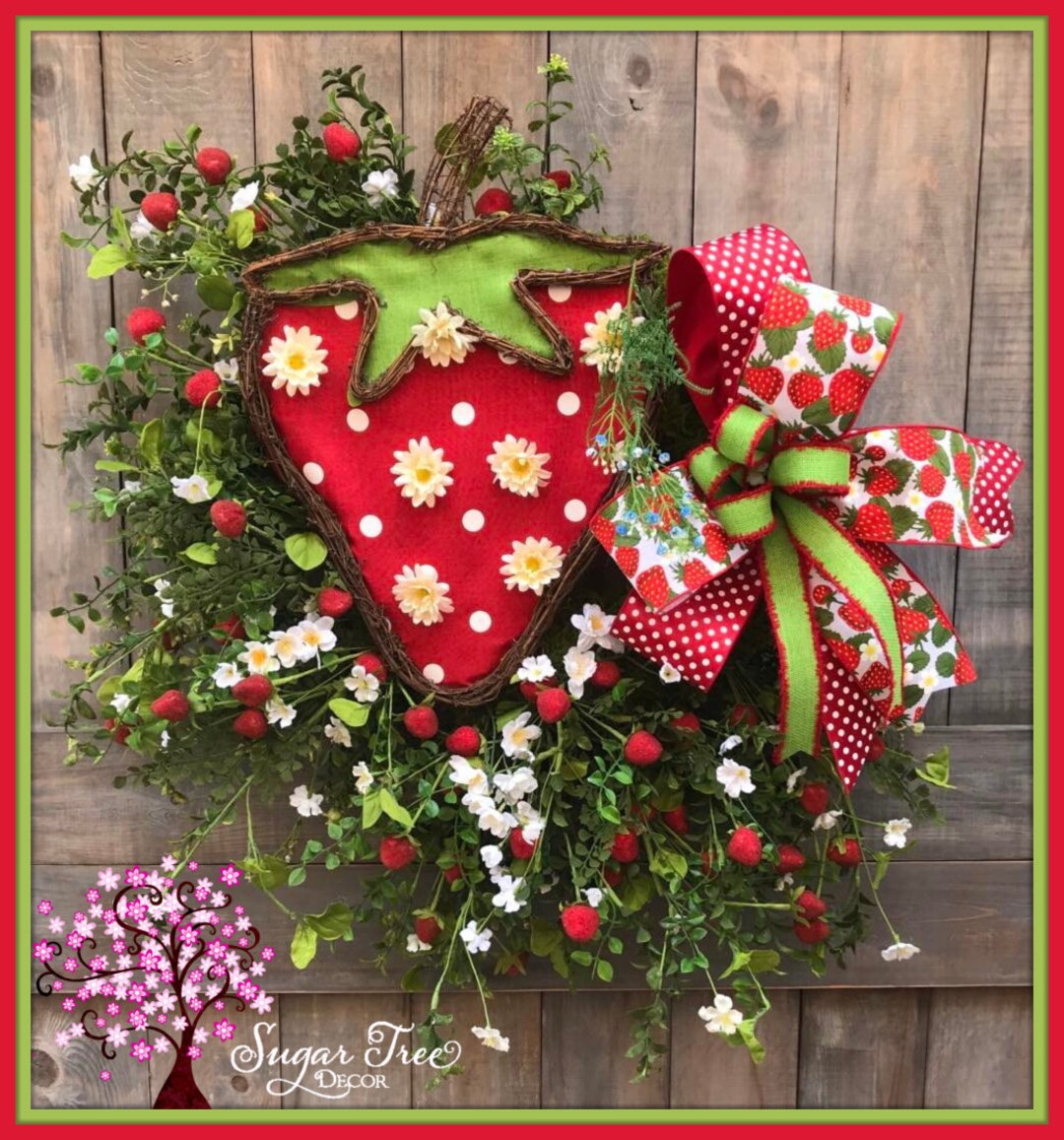 Strawberry Wreath, Summer Wreath, Spring Wreath, Front Door Wreath ...
