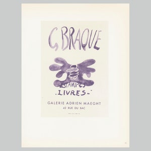 BRAQUE, GEORGES - Galerie A. Maeght, Paris, 1958 - Mourlot - Lithograph - abstract art - mid-century modern - print - poster