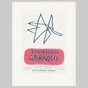 BRAQUE, Georges (PL.9) Exhibition, Royal Scottish Academy, 1958 - Atelier Mourlot - vintage Lithograph - mid-century modern - abstract art