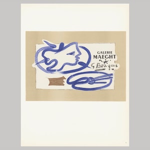 BRAQUE, Georges (Pl.3) Galerie Maeght, Paris, 1950 - Atelier Mourlot - Original vintage lithograph - mid-century modern- abstract art