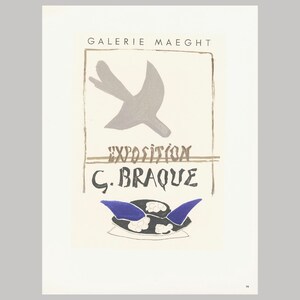 BRAQUE, Georges (Pl.98) Galerie Maeght, Paris, ‘Exposition’ 1959 - Mourlot - Original vintage lithograph - mid-century modern - abstract art