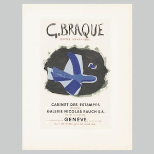 BRAQUE, Georges (PL.11) Galerie Rauch, Geneva, 1958 - Atelier Mourlot - original vintage lithograph - abstract art - mid-century modern