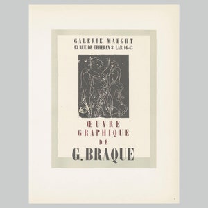 BRAQUE, GEORGES - &#39;Oeuvre Graphique&#39; Galerie Maeght, Paris, 1947 - Mourlot - Lithograph - abstract art - mid-century modern - print - poster