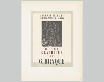 BRAQUE, GEORGES - 'Oeuvre Graphique' Galerie Maeght, Paris, 1947 - Mourlot - Lithograph - abstract art - mid-century modern - print - poster