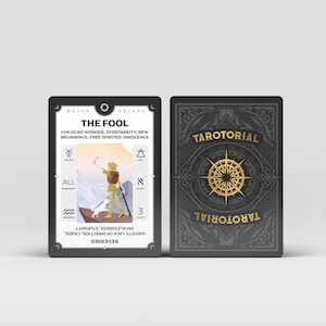 Mini jeu de tarot étendu Tarotorial® Gold - Apprenez le tarot en toute confiance - Associations de mots-clés de tarot pour débutants