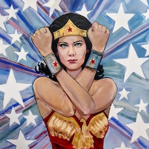 Wonder Woman, Linda Carter, Pop Art, Superbohater, Malarstwo, Oryginał, Akryl, 36x36