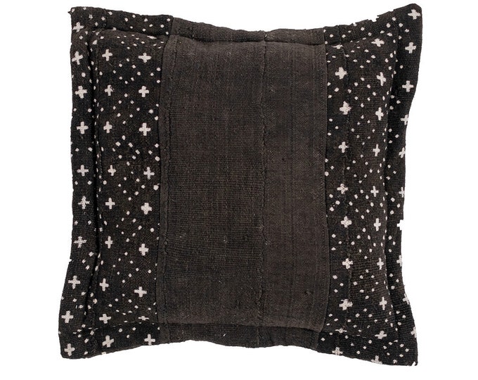 Black and Ebony Mud Cloth Pillow Cover