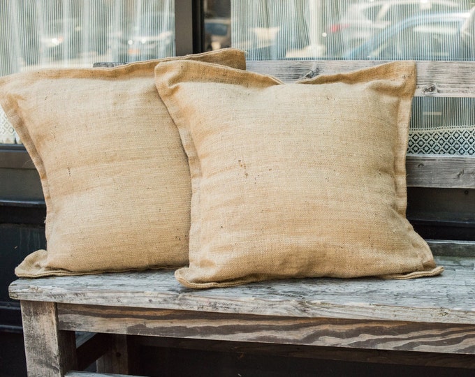 Rugged Lined Pillow Set. Organic Outdoor Cushion Covers