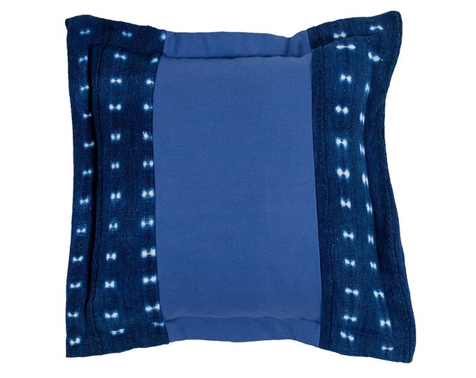 Denim and Indigo Mud Cloth Pillow Cover