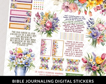 Everlasting Grace Bible Journaling Printable Sticker Sheet, Journal Supplies, Planner, Bible Faith Art, Bible Stickers, Instant Download