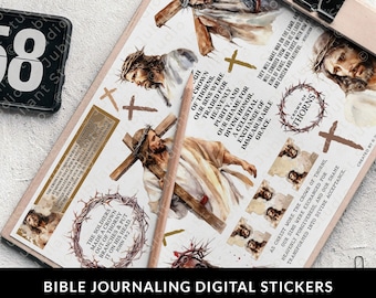 Crown of Thorns Bible Journaling Printable Sticker Sheet, Easter, Journal Supplies, Bible Faith, Planner, Bible Stickers, Instant Download
