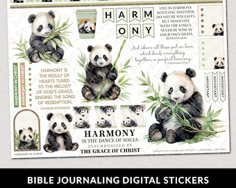 Harmony in Christ Bible Journaling Stickers Printable, Christian Faith, Bible Study, Planner, Stickers, Holy Bible Margin Art, Bible Tabs