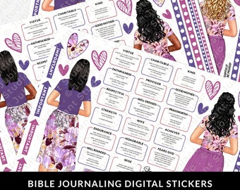 The Proverbs 31 Woman Bible Journaling Stickers Printable, Diversity, Christian Faith, Bible Study, Planner, Stickers, Margin Art, Bible Tab
