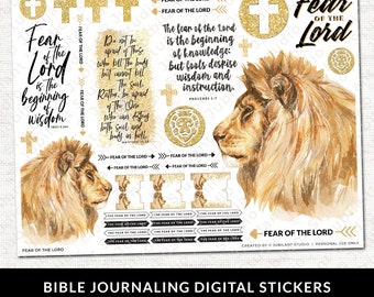 Fear of the Lord, Bible Journaling Stickers Printable, Diversity, Christian Faith, Bible Study, Planner, Bible Stickers, Instant Download