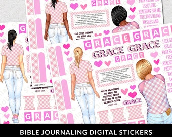 I See Grace Bible Journaling Printable Sticker Sheet, Journal Supplies, Bible Faith Art, Planner, Bible Stickers, Instant Download