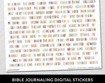 Easter Wordfetti, Bible Words, Christian, Bible Labels, Faith Journal, Bible Ephemera, Faith Journal Words, Bible Stickers, Instant Download
