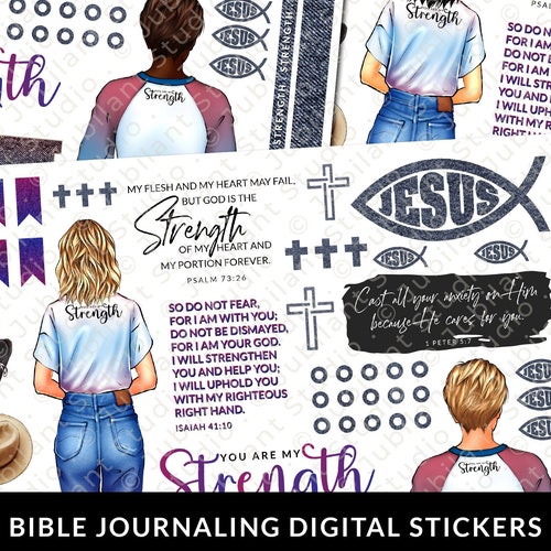 You Are My Strength Bible Journaling Printable Sticker Sheet - Etsy