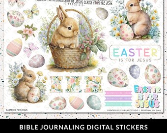 Easter is for Jesus Bible Journaling Printable Sticker Sheet, Journal Supplies, Bible Faith Art, Planner, Bible Stickers, Instant Download