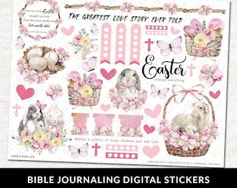 Hope & New Life Easter Bible Journaling Printable Sticker Sheet, Journal Supplies, Bible Faith Art, Planner,Bible Stickers, Instant Download