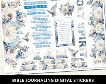 Holy Spirit fall on Me, Pentecost, Bible Journaling Stickers Printable, Diversity, Christian Faith, Bible Study, Planner, Bible Stickers