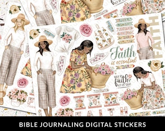 Faith Bible Journaling Stickers Printable, Diversity, Christian Faith, Bible Study, Planner, Stickers, Bible Margin Art, Bible Tabs, 300DPI