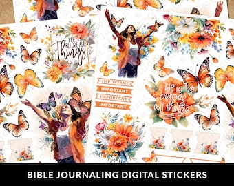 He Is Before All Things Bible Journaling Stickers Printable, Diversity, Christian Faith, Bible Study, Planner, Bible Stickers, Margin Art