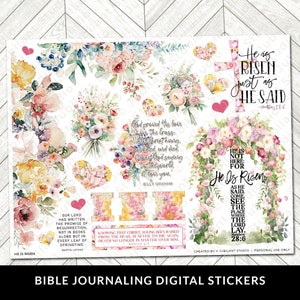 Er ist auferstanden Ostern Bibel Journaling druckbare Aufkleber Blatt, Journal Zubehör, Planer, Bibel Glaube Kunst, Bibel Aufkleber, sofortdownload