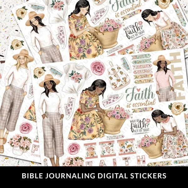 Faith Bible Journaling Stickers Printable, Diversity, Christian Faith, Bible Study, Planner, Stickers, Bible Margin Art, Bible Tabs, 300DPI