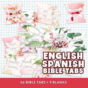 Pestañas bíblicas Pure Love Eng-SPA, calcomanías imprimibles para llevar un diario bíblico, archivos digitales, los 66 libros / Alta resolución 300 DPI / Descarga instantánea
