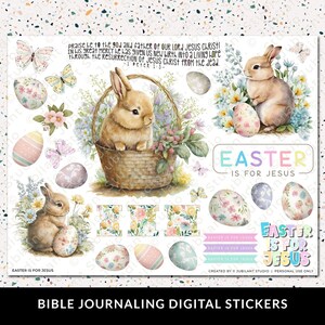 Hoja de calcomanías imprimibles para diario bíblico La Pascua es para Jesús, suministros para diario, arte de fe bíblica, planificador, calcomanías bíblicas, descarga instantánea