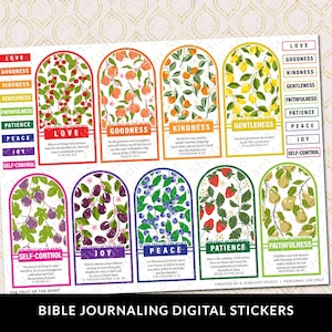 De vrucht van de geest, bijbeljournaalstickers afdrukbaar, christelijk geloof, bijbelstudie, planner, bijbelstickers, Heilige Geest, liefde