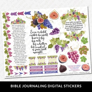 Ken ze aan hun fruit Bijbel journaling stickers afdrukbaar, seedtime, christelijk geloof, bijbelstudie, planner, stickers, direct downloaden