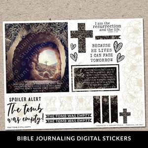 That Tomb Is Still Empty Bijbeljournaal Afdrukbaar stickervel, tijdschriftbenodigdheden, Bible Faith, planner, Bijbelstickers, direct downloaden