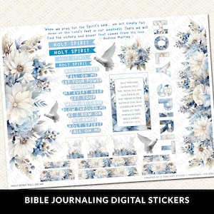 Spirito Santo scendi su di me, Pentecoste, adesivi stampabili per diario biblico, diversità, fede cristiana, studio biblico, pianificatore, adesivi biblici