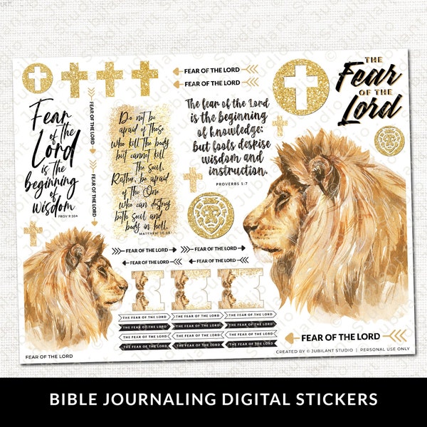 Fear of the Lord, Bible Journaling Stickers Printable, Diversity, Christian Faith, Bible Study, Planner, Bible Stickers, Instant Download