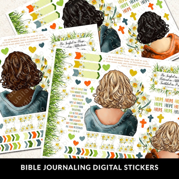 Joyful in Hope Bible Journaling Stickers Printable, Diversity, Christian Faith, Bible Study, Planner, Bible Stickers, Instant Download