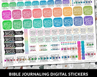 In Jesus' Name Bible Journaling Stickers Printable, Bible Tabs, Faith Art, Christian Faith, Bible Study, Planner, Bible Stickers, Bible Tabs