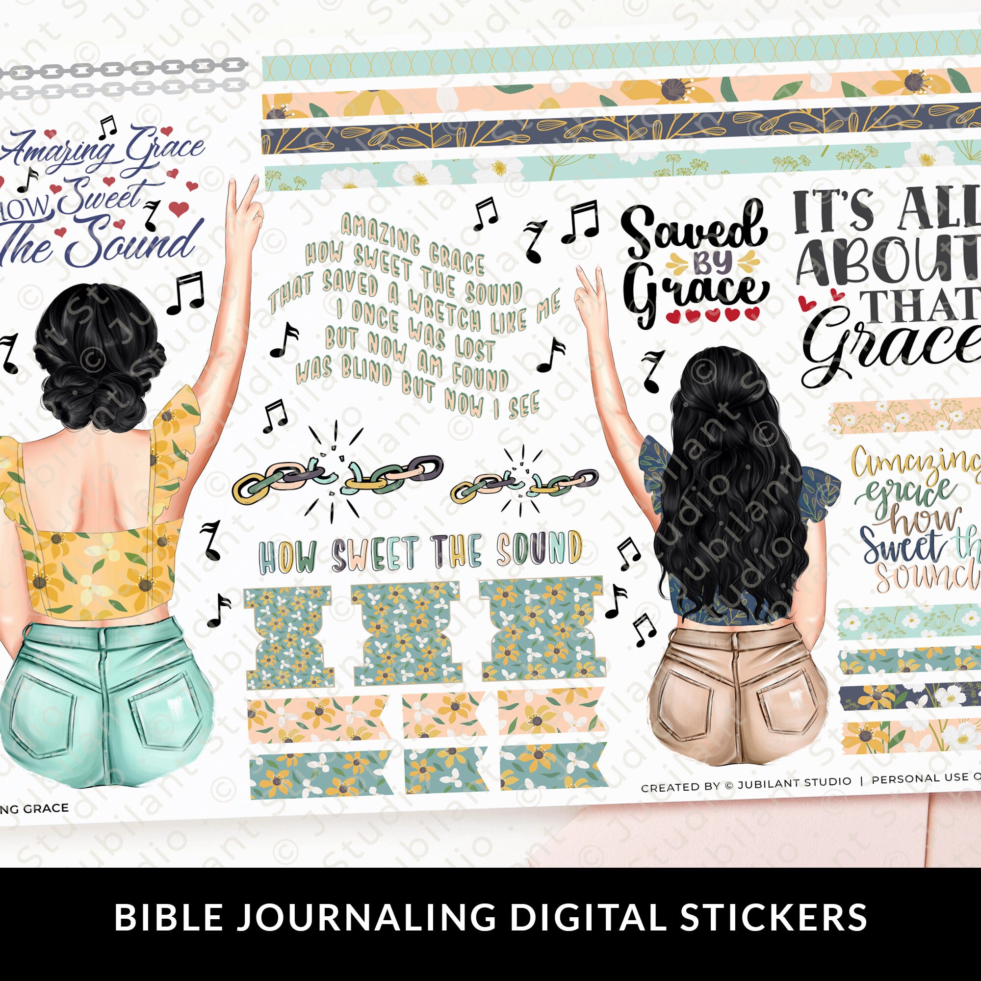 Amazing Grace Bible Journaling Printable Sticker Sheet - Etsy