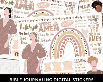 Yes and Amen, Bible Journaling Stickers Printable, Diversity, Christian Faith, Bible Study, Planner, Bible Stickers, Instant Download