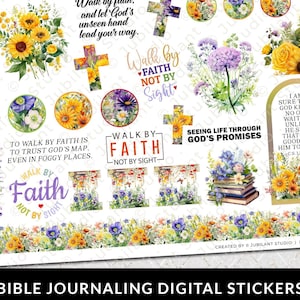 Faith Vision Bible Journaling Stickers Printable, Christian Faith, Bible Study, Planner, Bible Stickers, Tabs, Prayer Journal, Bible Margin