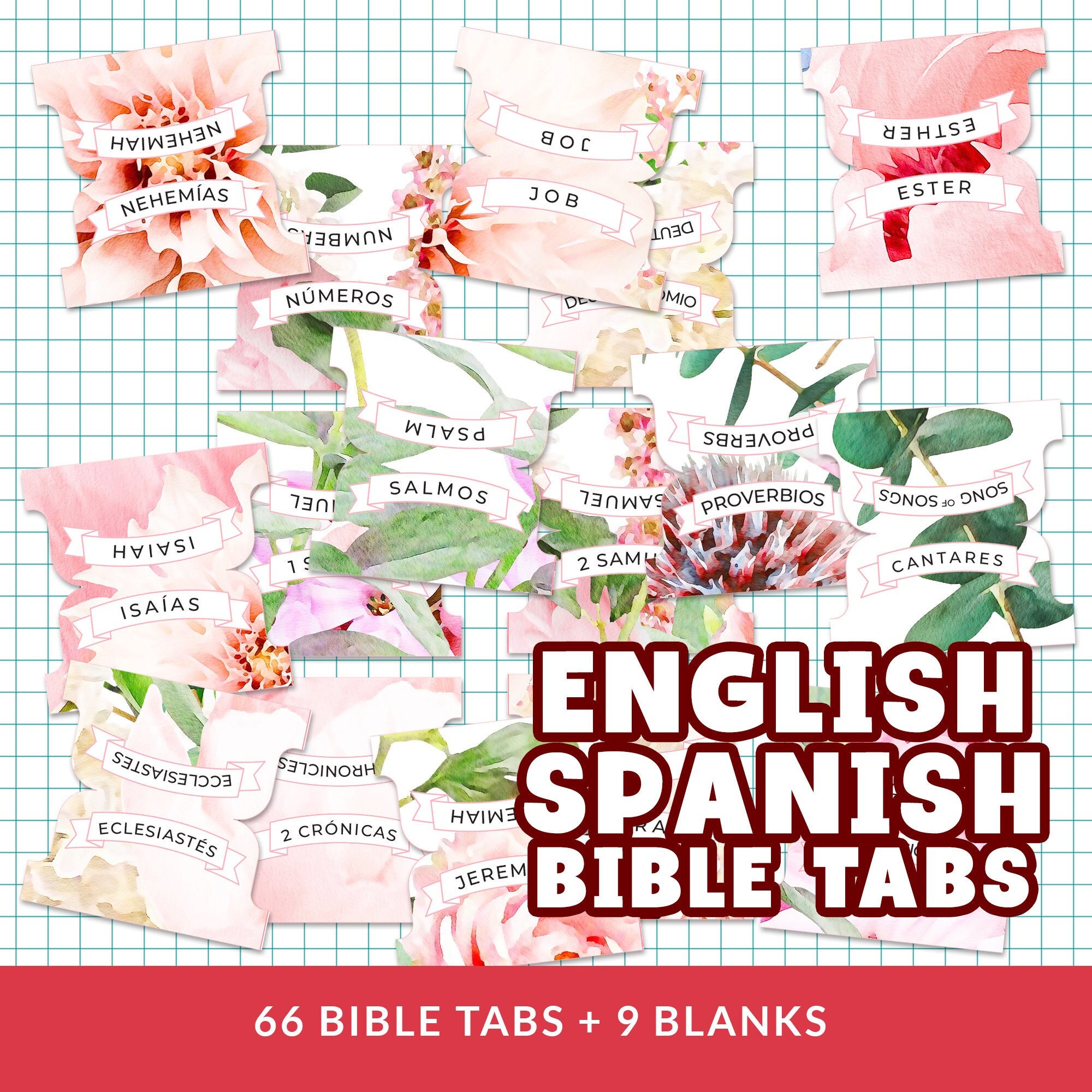 Born2Calm Bibletabs789 Spanish Bible Tabs for Journaling Bible - 90 Pieces  Bible Dividers Tabs for Bible Chapters - Bible Study Supplies - Bible Access