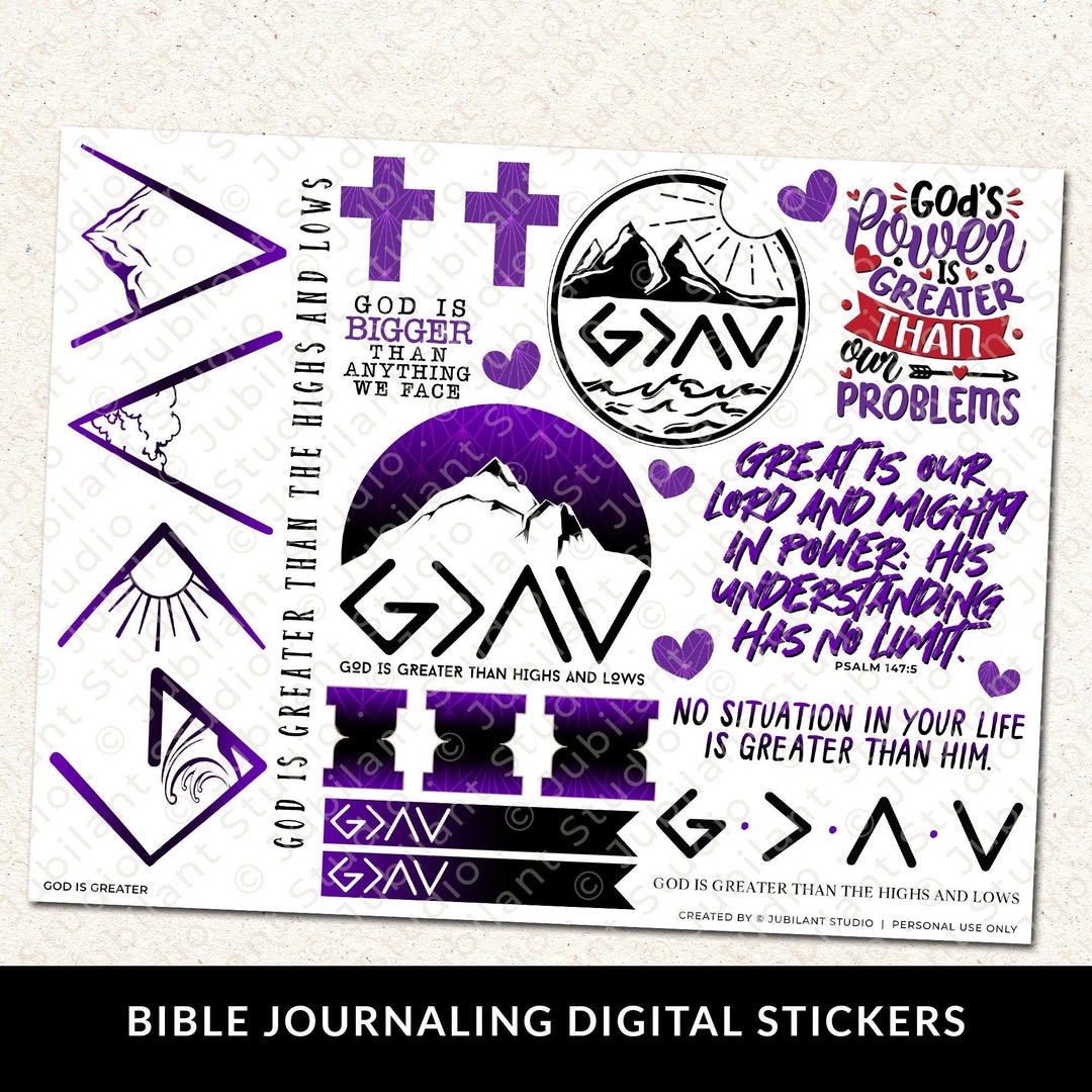 God is Greater Bible Journaling Printable Sticker Sheet, Journal ...