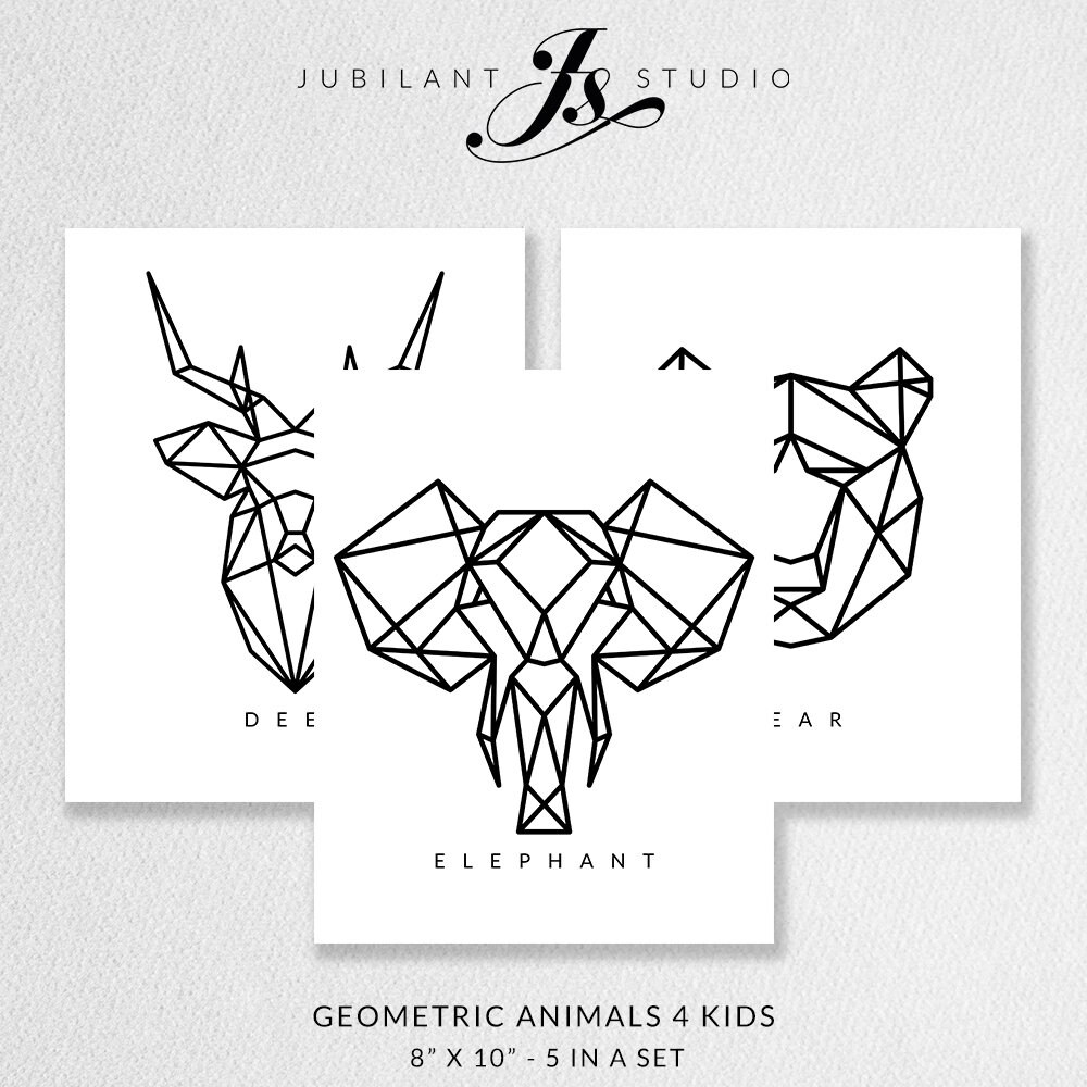 Geometric Animals 4 Kids Digital Printable 8 x | Etsy