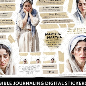 Martha Martha Bible Journaling Stickers Printable, Prayer, Christian Faith, Bible Study, Planner, Bible Tab, Stickers, Margin Art