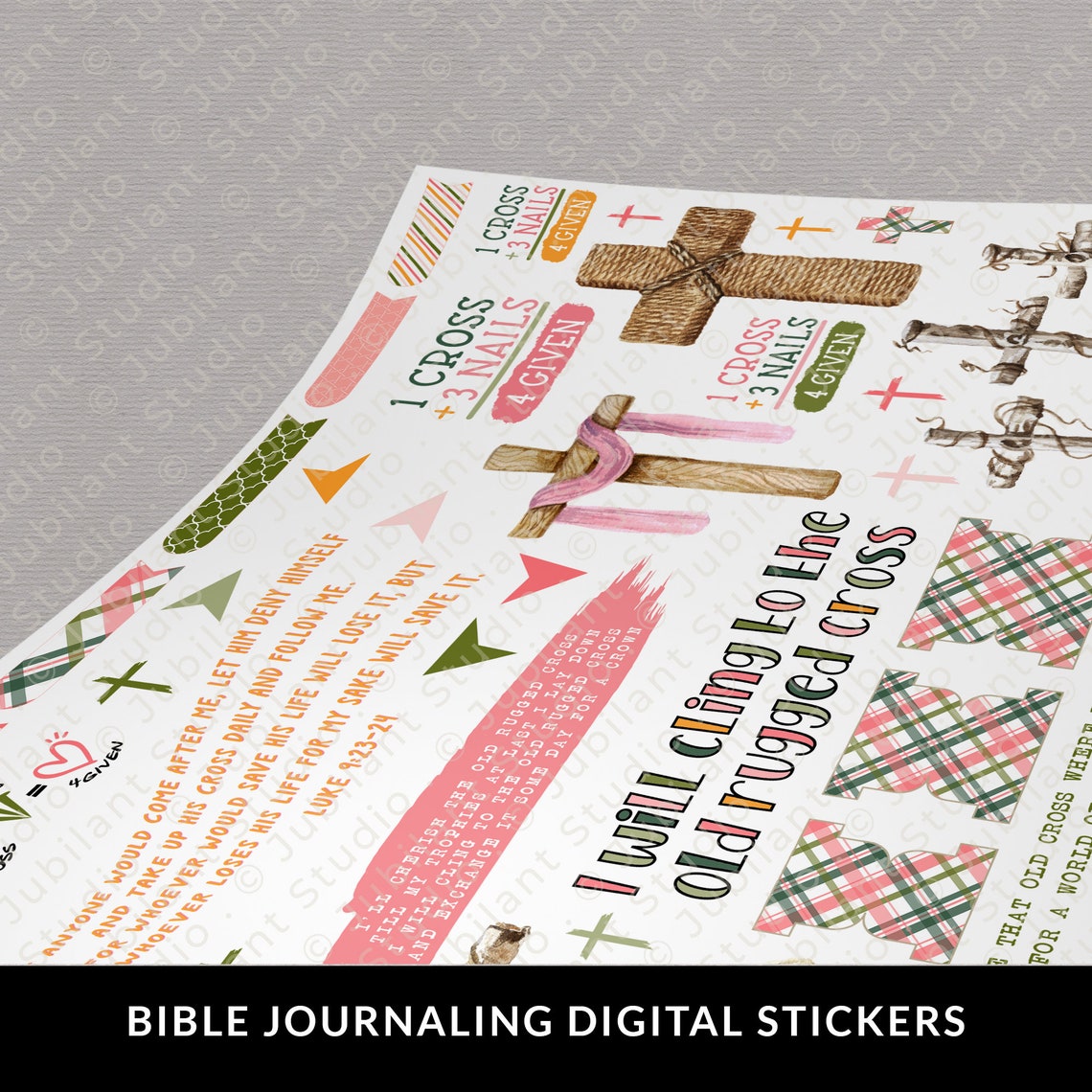 Easter Rugged Cross The Old Rugged Cross Easter Bible Journaling Printable Sticker Sheet ...
