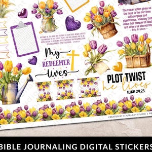 Risen Lord Bible Journaling Stickers afdrukbaar, christelijk geloof, vers, margekunst, gebedsbriefje, bijbelstudie, planner, aanbidding, Bijbeltabs