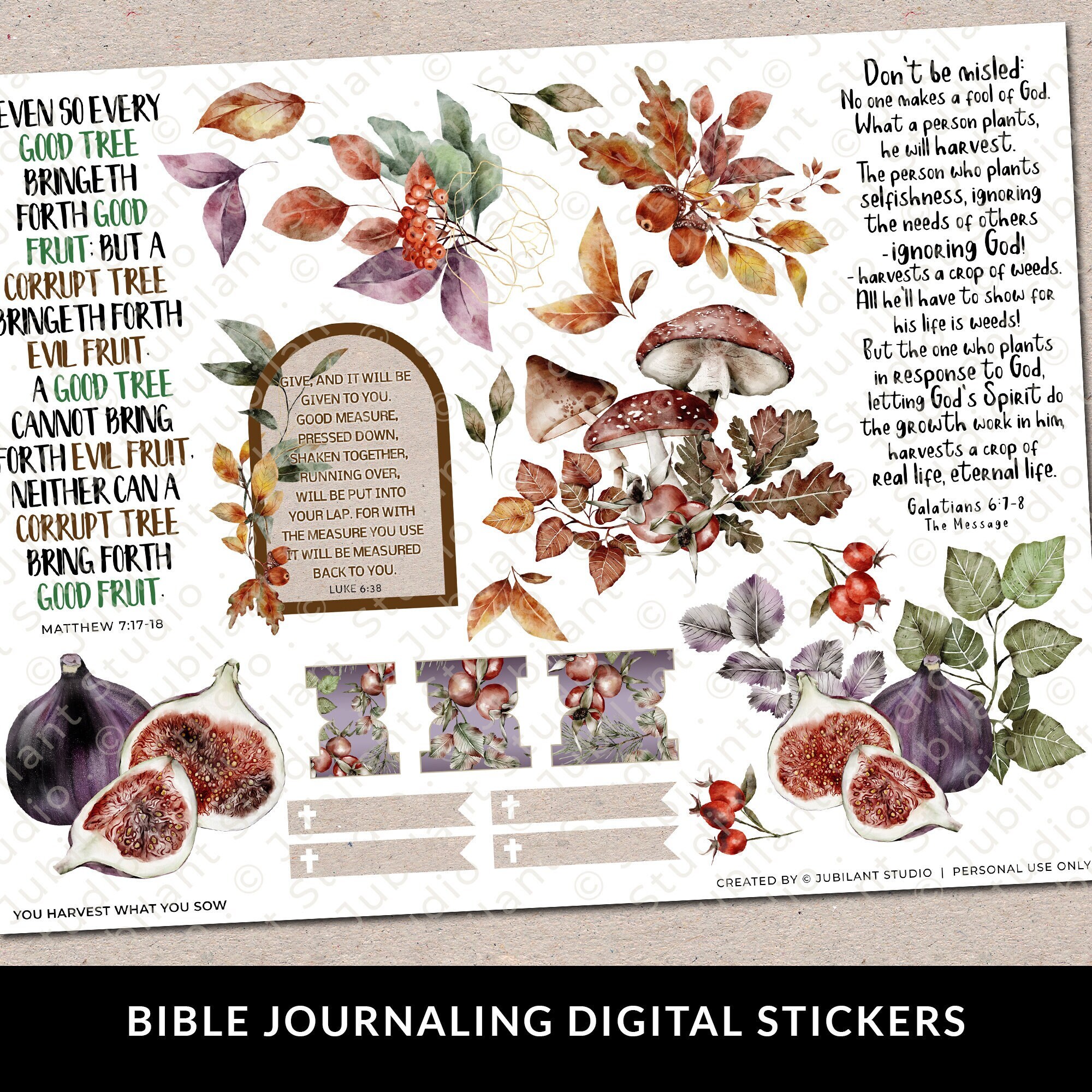 You Harvest What You Sow Bible Journaling Stickers Printable, Diversity, Christian Faith, Bible Study, Planner, Stickers, Instant Download