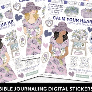 Calm Your Heart Bible Journaling Stickers Printable, Diversity, Christian Faith Stickers, Bible Study, Planner, Bible Stickers, Margin Art